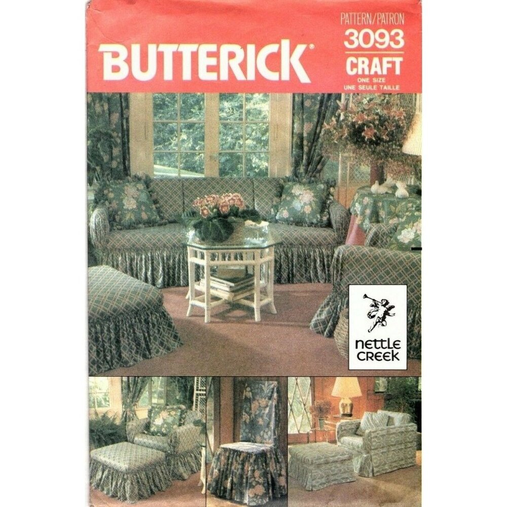 Butterick 3093 Home Decorating Furniture Cover Sewing Pattern UNCUT 1985